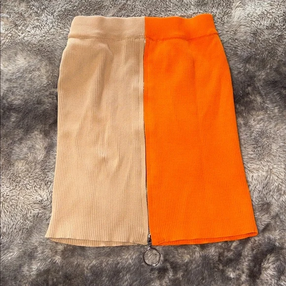 FashionNova Vibrant Orange & Tan Skirt Set 🍊 - Picture 5 of 8